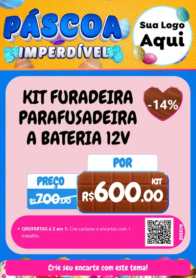 Modelo de Cartaz para Cartaz A4 Vertical com o tema Páscoa Imperdível para Maquinas e Ferramentas