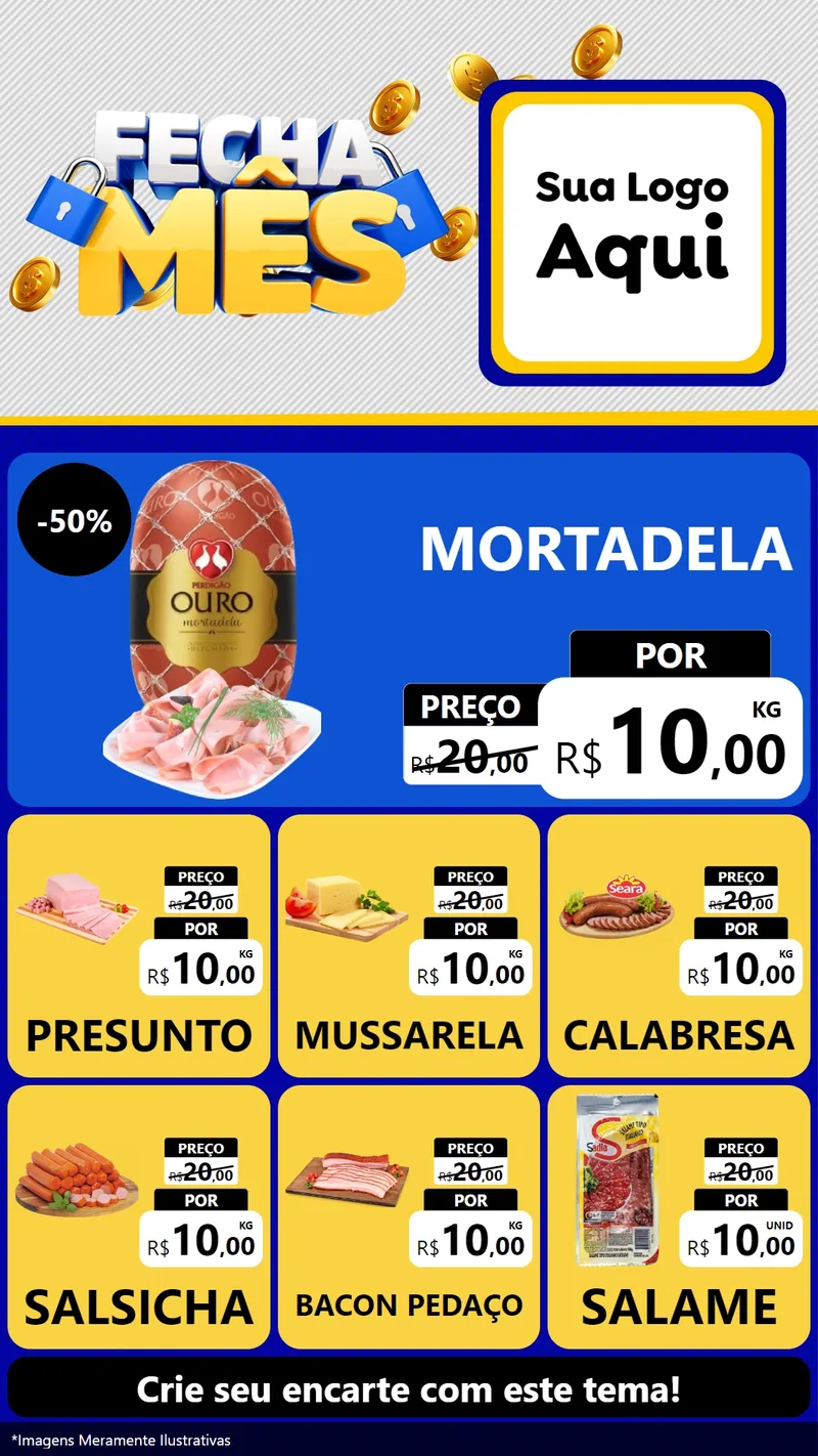 Modelo de Rede Social para Stories com o tema Fecha Mês para Frios e Laticínios