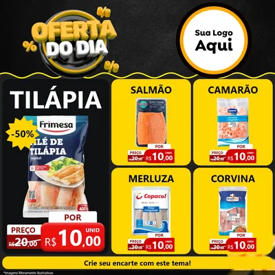 Modelo de Rede Social para Feed Facebook com o tema Oferta Do Dia para Peixaria