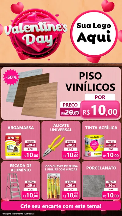 Modelo de Rede Social para Stories com o tema Valentine's Day para Material para Construção