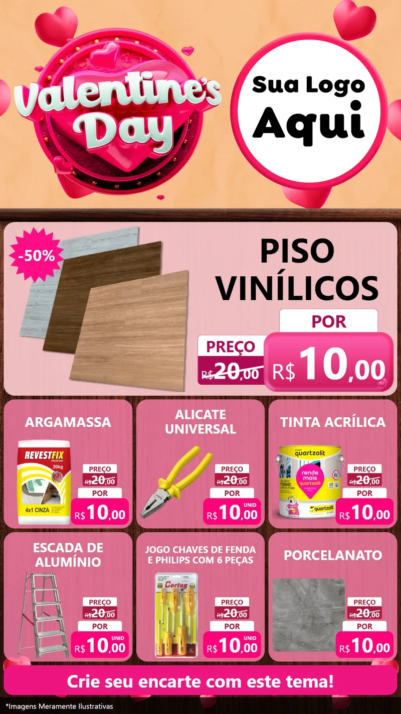 Modelo de Rede Social para Stories com o tema Valentine's Day para Material para Construção