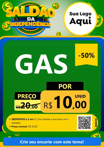 Modelo de Cartaz para Cartaz A4 Vertical com o tema Saldão da Indepêndencia para Água e gás