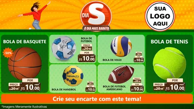 Modelo de TV para TV Horizontal com o tema Dia S - O Dia Mais Barato para Artigos Esportivos