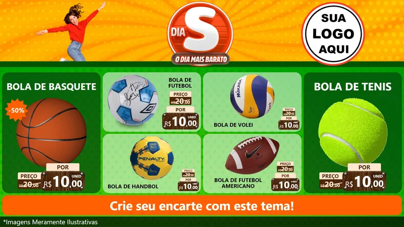 Modelo de TV para TV Horizontal com o tema Dia S - O Dia Mais Barato para Artigos Esportivos