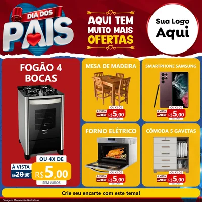 Modelo de Rede Social para Feed Facebook com o tema Dia dos Pais para Móveis e Eletro