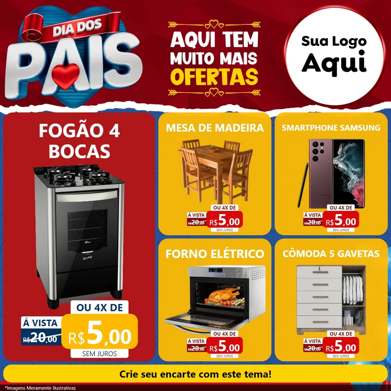 Modelo de Rede Social para Feed Facebook com o tema Dia dos Pais para Móveis e Eletro