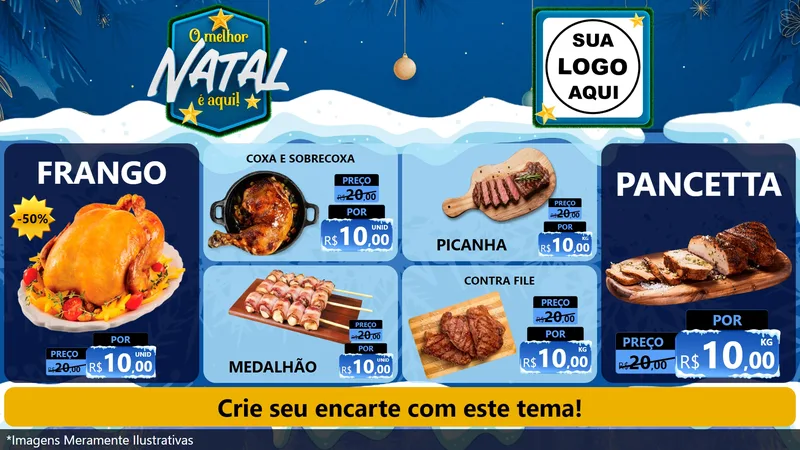 Modelo de TV para TV Horizontal com o tema O Melhor Natal É Aqui! para Assados
