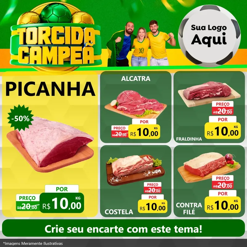 Modelo de Rede Social para Feed Facebook com o tema Torcida Campeã - Copa para Açougue