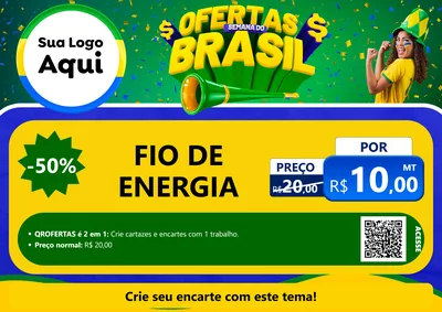 Modelo de Cartaz para Cartaz A4 Horizontal com o tema Ofertas Semana do Brasil para Materiais Elétricos