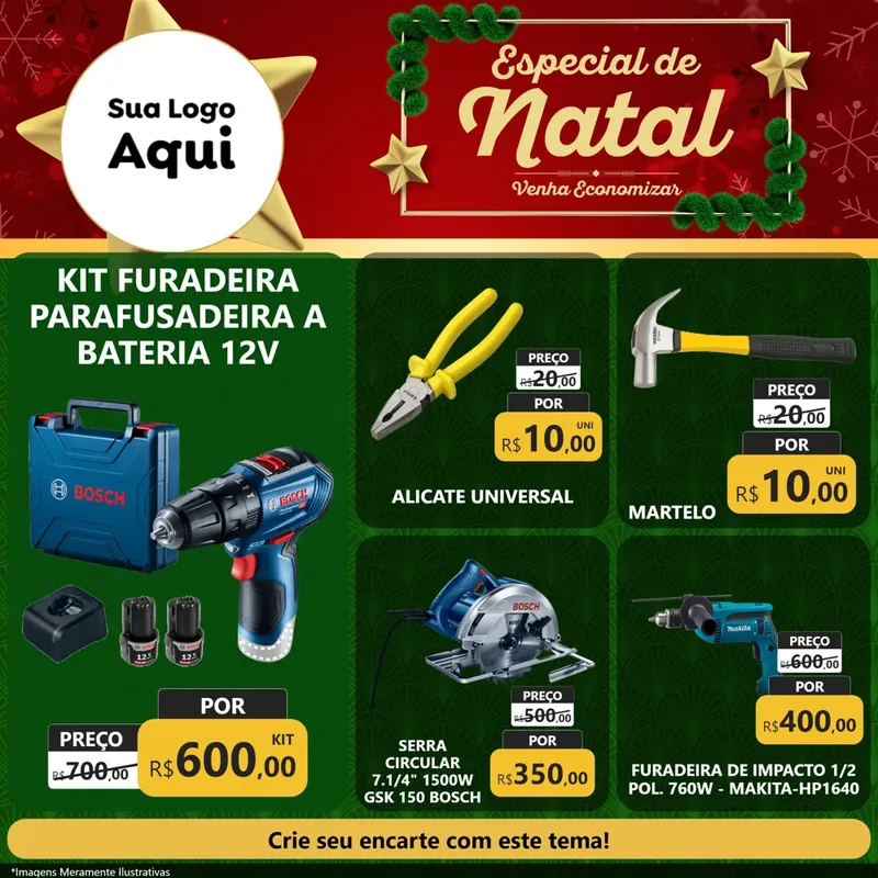 Modelo de Rede Social para Feed Facebook com o tema Especial de Natal para Maquinas e Ferramentas