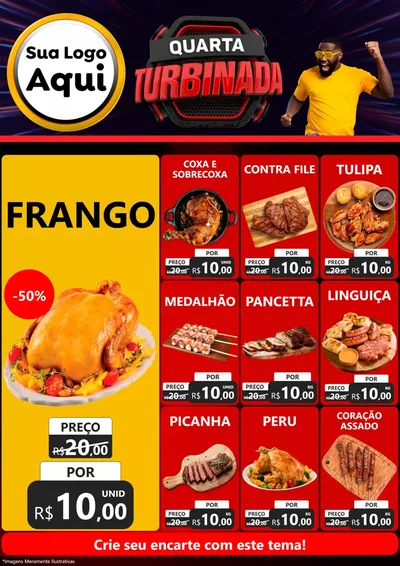 Modelo de Encarte para Encarte A4 Vertical com o tema Quarta Turbinada para Assados