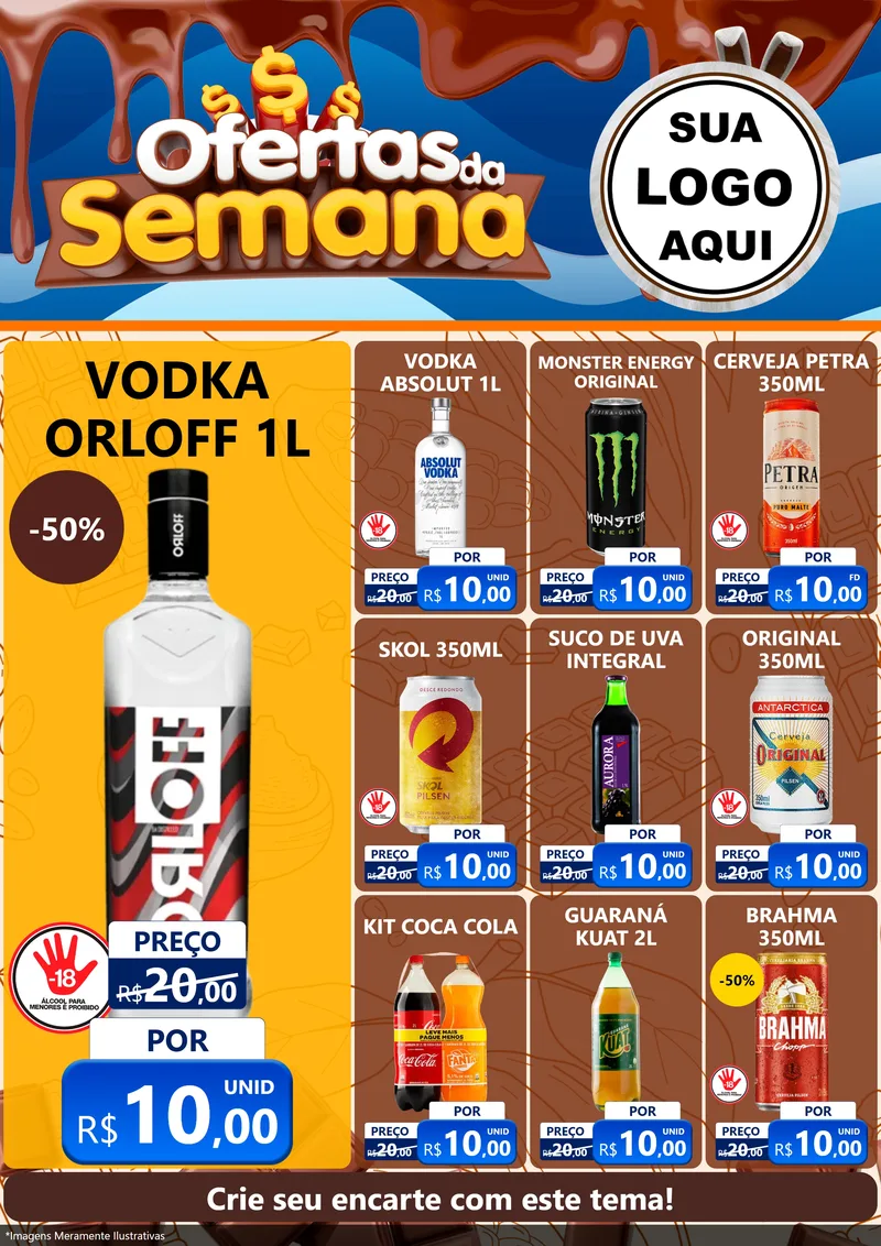 Modelo de Encarte para Encarte A4 Vertical com o tema Ofertas da Semana - Páscoa para Distribuidora de bebidas
