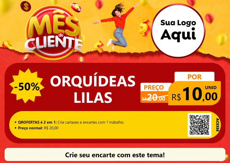 Modelo de Cartaz para Cartaz A4 Horizontal com o tema Mês do Cliente para Floricultura e jardim