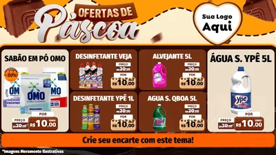 Modelo de TV para TV Horizontal com o tema Ofertas de Páscoa para Produtos de Limpeza