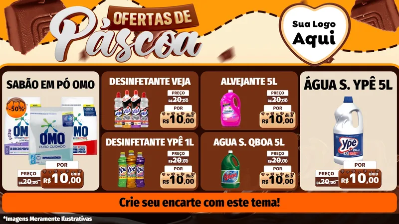 Modelo de TV para TV Horizontal com o tema Ofertas de Páscoa para Produtos de Limpeza