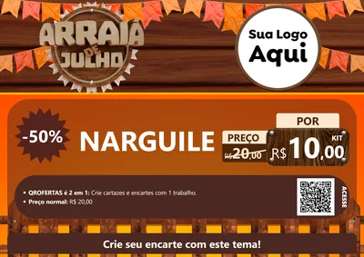 Modelo de Cartaz para Cartaz A4 Horizontal com o tema Arraiá de Julho - Junina para Tabacaria