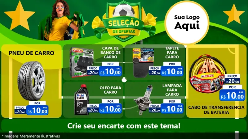 Modelo de TV para TV Horizontal com o tema Seleção de Ofertas - Copa para Auto peças