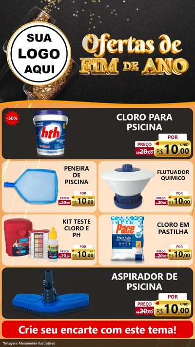 Modelo de TV para TV Vertical com o tema Ofertas de Fim de Ano para Produtos para Piscina