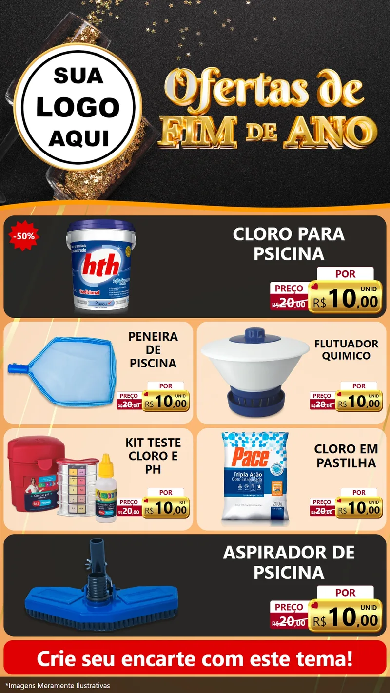 Modelo de TV para TV Vertical com o tema Ofertas de Fim de Ano para Produtos para Piscina