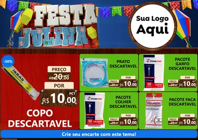 Modelo de Encarte para Encarte A4 Horizontal com o tema Festa Julina para Embalagens