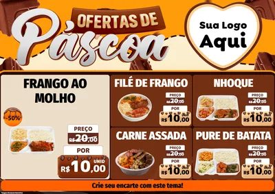 Modelo de Encarte para Encarte A4 Horizontal com o tema Ofertas de Páscoa para Restaurante