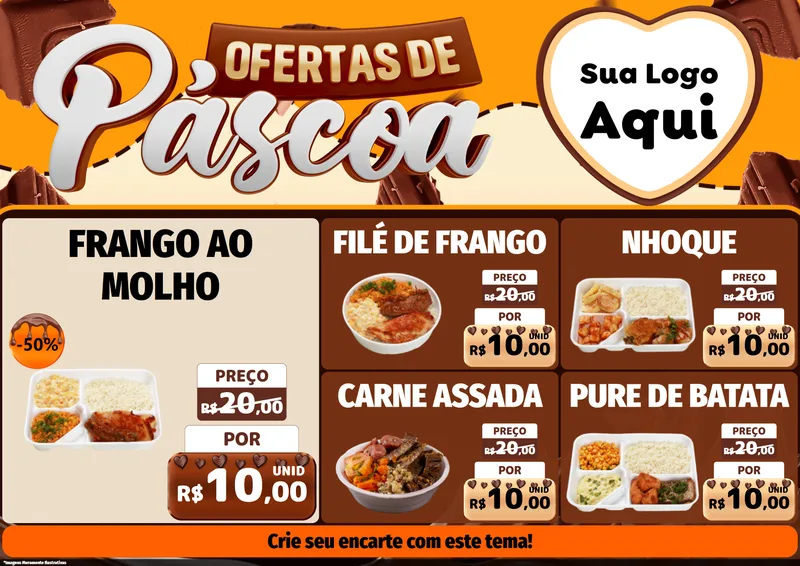 Modelo de Encarte para Encarte A4 Horizontal com o tema Ofertas de Páscoa para Restaurante