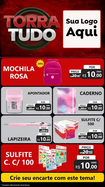 Modelo de TV para TV Vertical com o tema Torra Tudo para Papelaria