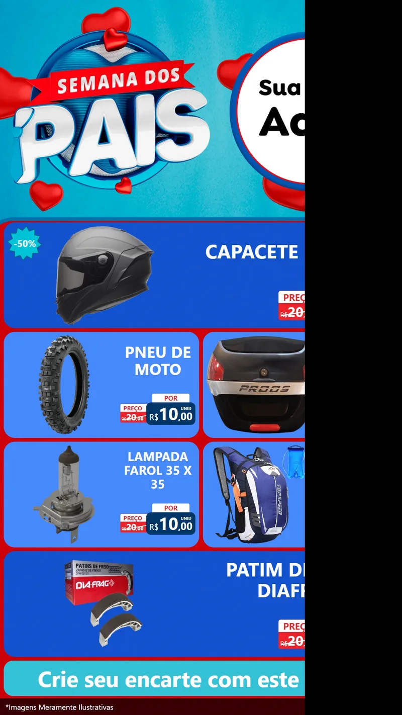 Modelo de TV para TV Vertical com o tema Semana Dos Pais para Moto peças