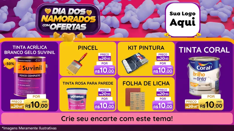 Modelo de TV para TV Horizontal com o tema Dia Dos Namorados Com Ofertas para Tintas e Ferramentas