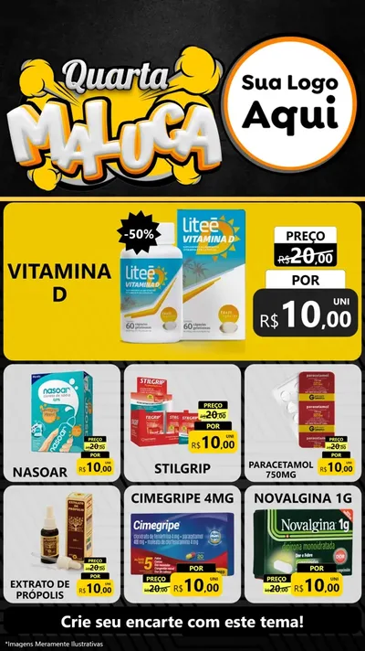 Modelo de Rede Social para Stories com o tema Quarta Maluca para Farmácia