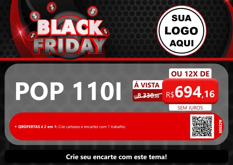 Modelo de Cartaz para Cartaz A4 Horizontal com o tema Black Friday para Concessionaria de Motos