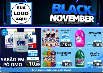 Modelo de Encarte para Encarte A4 Horizontal com o tema Black November para Produtos de Limpeza