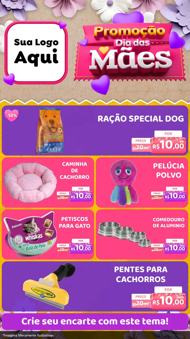Modelo de TV para TV Vertical com o tema Promoção Dia das Mães para Pet Shop