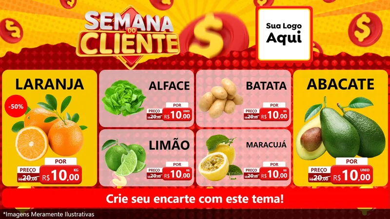 Modelo de TV para TV Horizontal com o tema Semana do Cliente para Hortifrúti