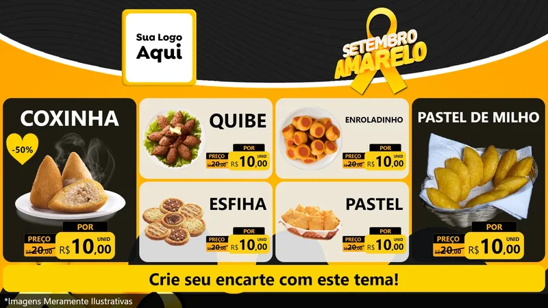Modelo de TV para TV Horizontal com o tema Setembro Amarelo para Salgadaria