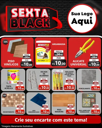 Modelo de Rede Social para Feed Instagram com o tema Sexta Black para Material para Construção
