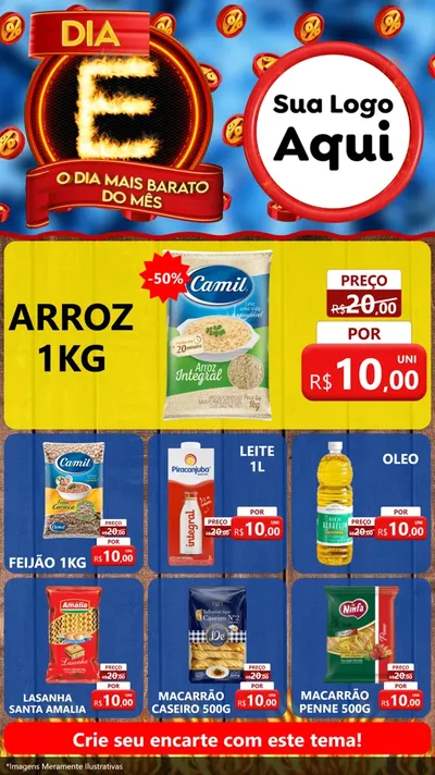 Modelo de Rede Social para Stories com o tema Dia E - O Dia Mais Barato Do Mês para Supermercado