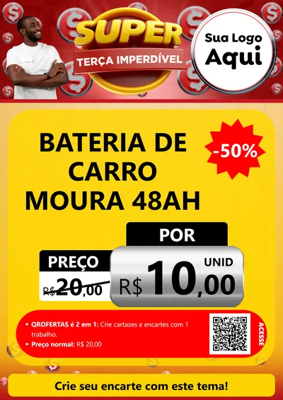 Modelo de Cartaz para Cartaz A4 Vertical com o tema Super Terça Imperdível para Baterias Elétricas