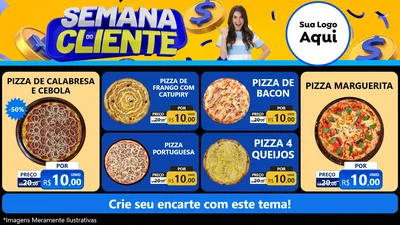 Modelo de TV para TV Horizontal com o tema Semana do Cliente para Pizzaria