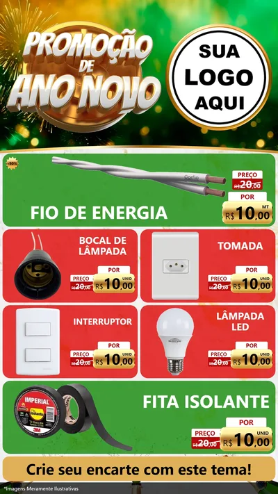 Modelo de TV para TV Vertical com o tema Promoção de Ano Novo para Materiais Elétricos