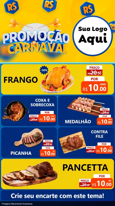 Modelo de TV para TV Vertical com o tema Promoção de Carnaval para Assados
