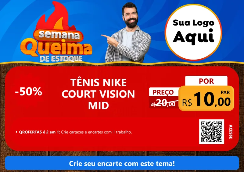 Modelo de Cartaz para Cartaz A4 Horizontal com o tema Semana Queima de Estoque para Calçados