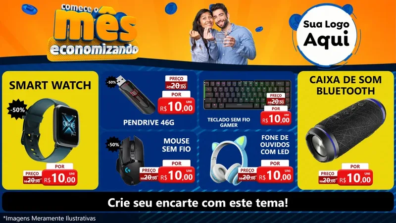 Modelo de TV para TV Horizontal com o tema Comece O Mês Economizando para Informática