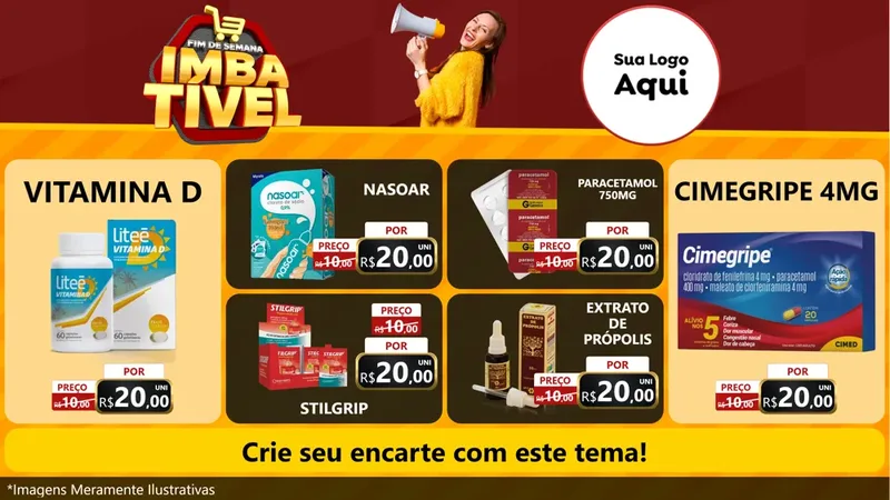 Modelo de TV para TV Horizontal com o tema Fim de Semana Imbatível para Farmácia