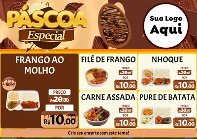 Modelo de Encarte para Encarte A4 Horizontal com o tema Páscoa Especial para Restaurante