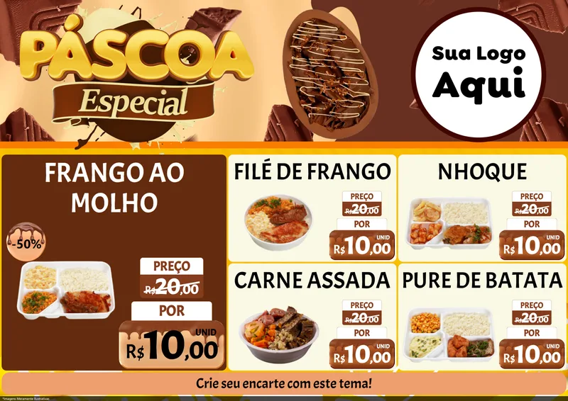 Modelo de Encarte para Encarte A4 Horizontal com o tema Páscoa Especial para Restaurante