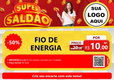 Modelo de Cartaz para Cartaz A4 Horizontal com o tema Super Saldão para Materiais Elétricos