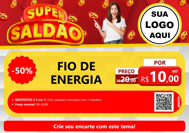 Modelo de Cartaz para Cartaz A4 Horizontal com o tema Super Saldão para Materiais Elétricos