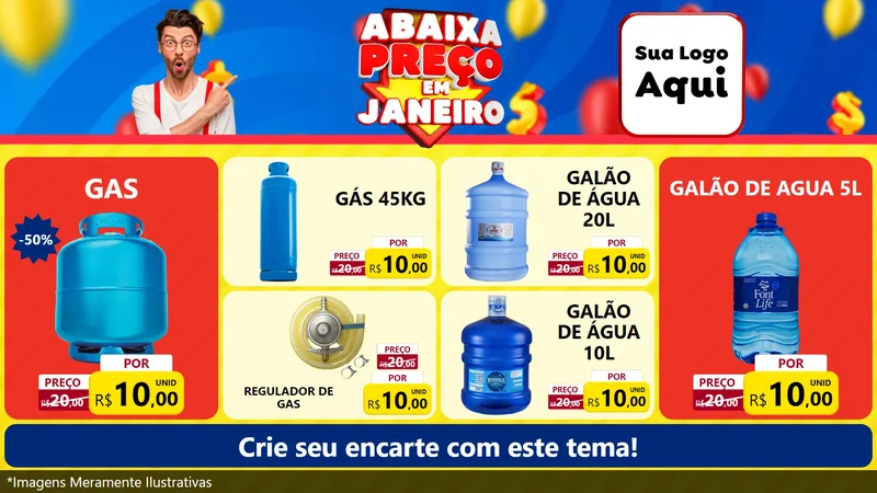 Modelo de TV para TV Horizontal com o tema Abaixa Preço em Janeiro para Água e gás