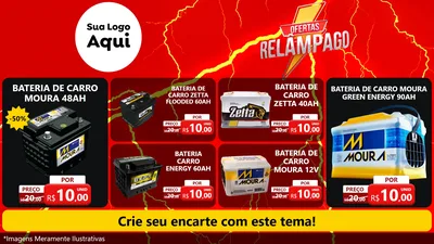 Modelo de TV para TV Horizontal com o tema Ofertas Relâmpago para Baterias Elétricas